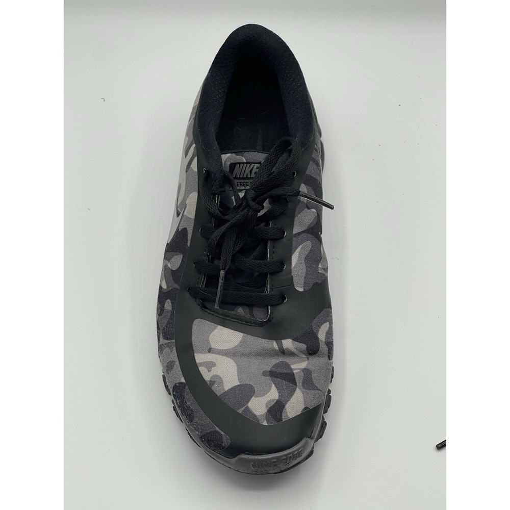 NIKE FREE 5.0 V4 WOMEN 8.5 BLACK GRAY CAMO RUNNING LACE SNEAKERS PREOWN PRIORITY